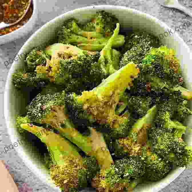 A Bowl Of Roasted Broccoli Made In An Air Fryer. Ninja Foodi 2 Basket Air Fryer Cookbook With Pictures: Simple Delicious 2 Basket Air Fryer Recipes For Beginners And Advanced Users