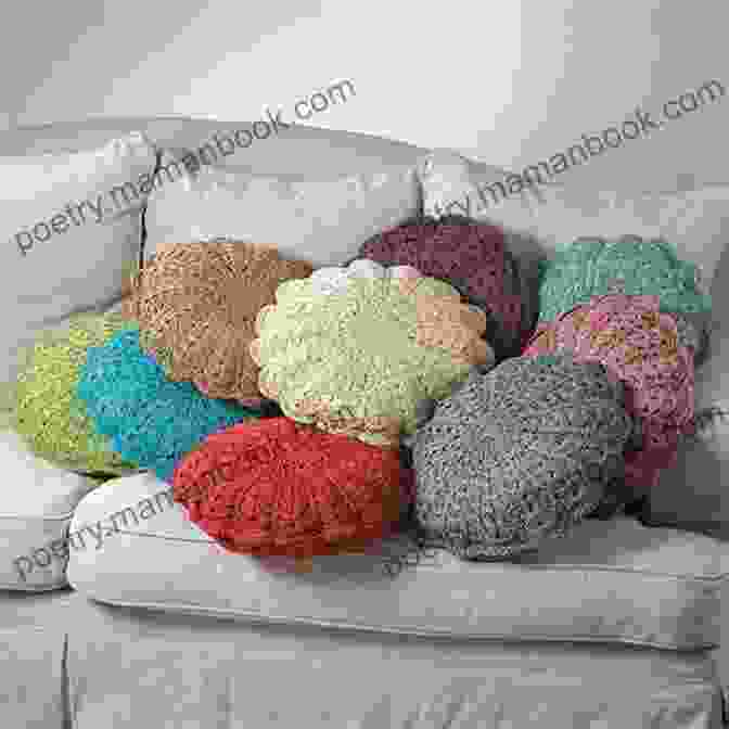A Collection Of Vintage Crochet Throw Pillows In Various Colors And Patterns. Colorful Throw Pillows Vintage Crochet Pattern