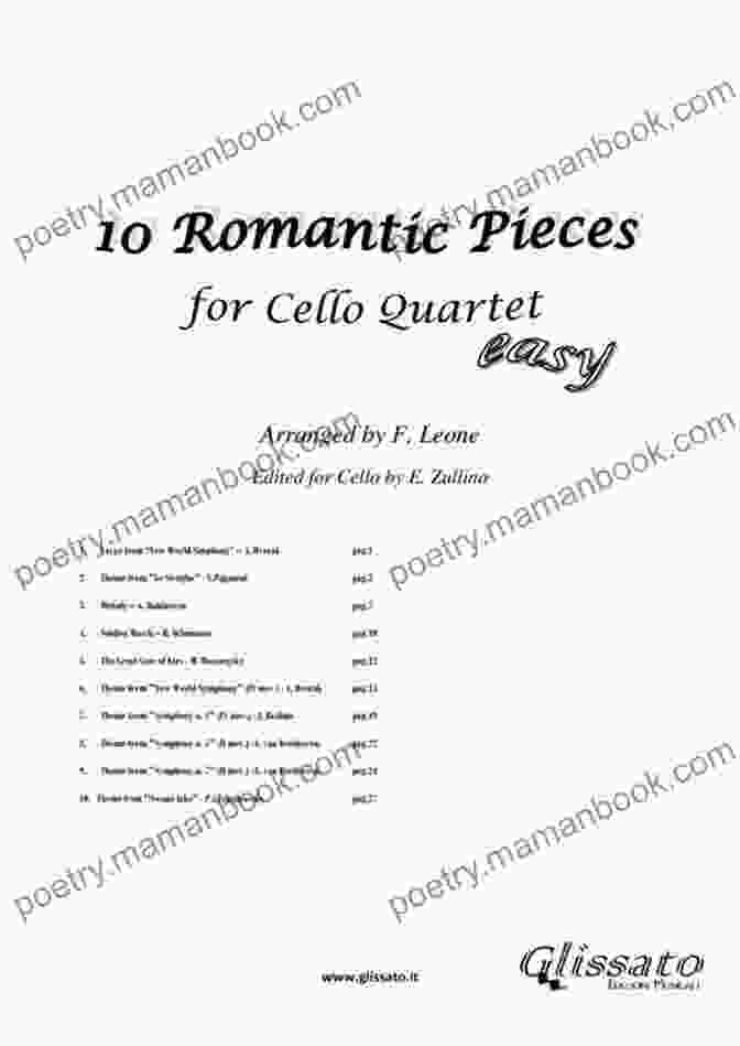 Sheet Music For 10 Romantic Pieces Cello Quartet (CELLO 3): Easy